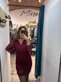 VESTIDO FRUNCIDO GRANATE...