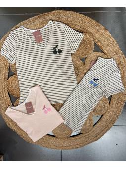 CAMISETA RAYAS CEREZAS COLORES