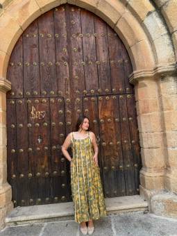 VESTIDO VUELO VERDE FLORES...