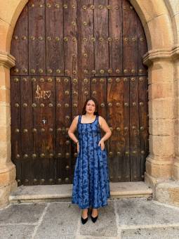 VESTIDO VUELO AZUL FLORES...