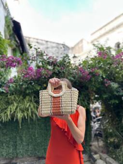 BOLSO RAFIA BEIGE / TEJA