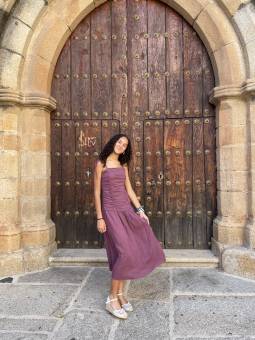 VESTIDO BERENJENA TIRANTES...