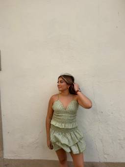 FALDA CUADRO VICHY VERDE