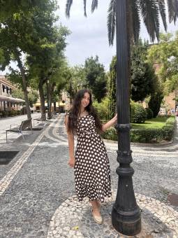 VESTIDO LUNARES MARRÓN...