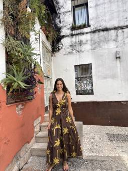 VESTIDO PALMERAS MARRÓN...