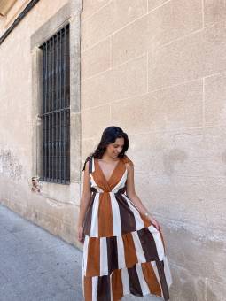 VESTIDO RAYAS MARRÓN /...